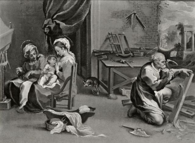 Anonimo — The Holy Family with St. Anne in Joseph's Workshop by Francesco Vanni 1563-1610 — insieme